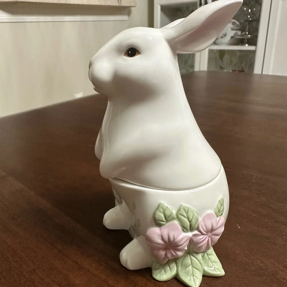 🧡Lenox Butterfly Meadow Porcelain Bunny Sugar Jar🧡 - Picture 1 of 8